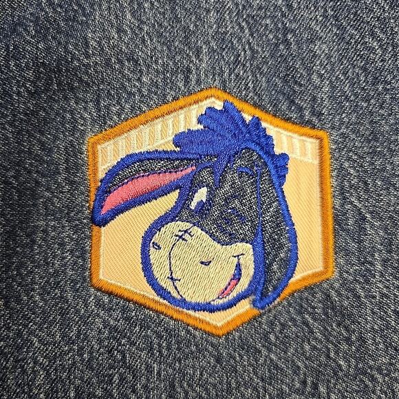 VTG Disney Store Eeyore Denim Varsity Jacket Sz M Quilted Bomber Winnie The Pooh - Picture 4 of 10